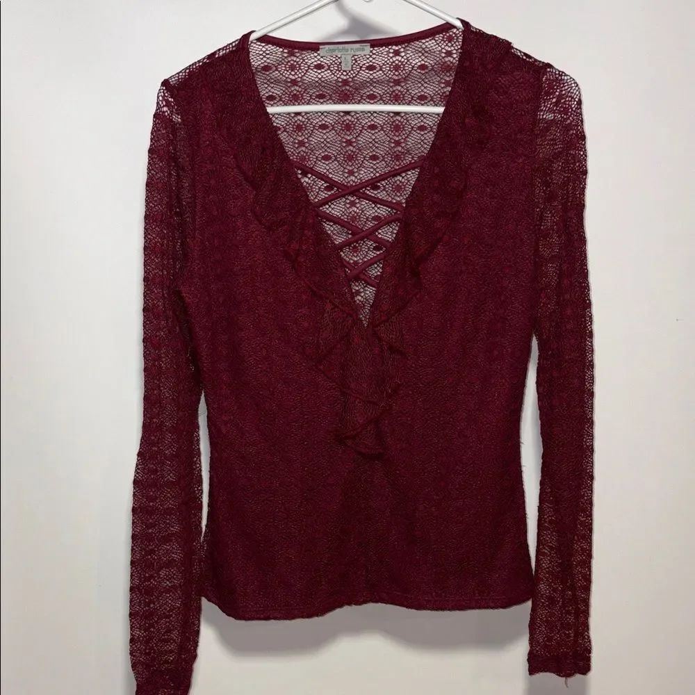 Charlotte Russe Maroon Lace Blouse